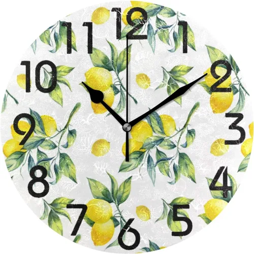 Miniatura 13 de Naanle Reloj de pared redondo retro de cine, 9.5 pulgadas, funciona con pilas, reloj de escritorio analógico silencioso de cuarzo para el hogar