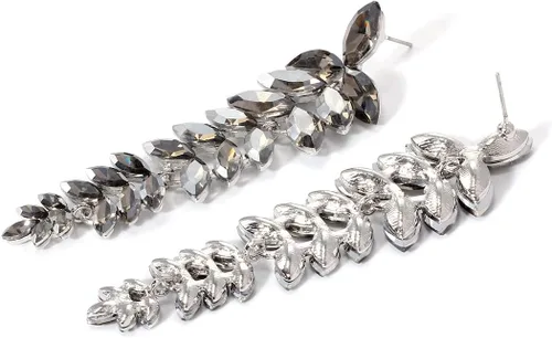 Miniatura 6 de KELMALL Aretes largos de cristal para mujer, aretes colgantes de hoja de diamantes de imitación