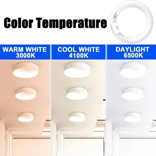 Miniatura 4 de FC8T9/CW 22W y FC12T9/CW 32W Set de focos blancos fríos, focos circulares de 8 pulgadas T9 de 22 vatios, foco fluorescente circline de 12 pulgadas