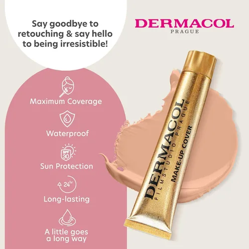 Miniatura 4 de Dermacol - Base de maquillaje líquida de cobertura total, base líquida mate con SPF 30, base resistente al agua para piel grasa, acné y bolsas 212