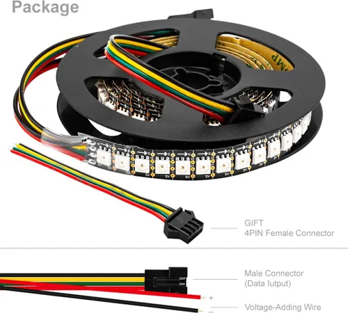 Miniatura 5 de BTF-LIGHTING SK9822 (similar a APA102C) direccionable individualmente 3.3ft 3.3 ft 144 píxeles/LED Datos de PCB negros no impermeables y reloj por