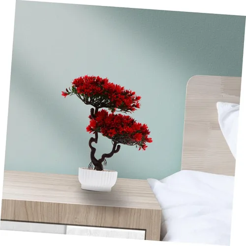 Miniatura 6 de Yardwe Plantas artificiales, árbol de pino bonsái, planta sintética en maceta, arreglos florales decorativos, decoración de Feng Shui, centros