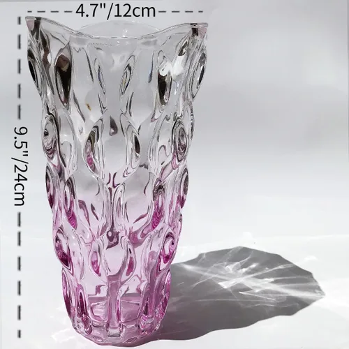 Miniatura 2 de Florero de cristal para flores irrompible de 3.5 libras, 9.5 pulgadas, florero brillante estilo bohemio, para centros de mesa, cocina, oficina, sala