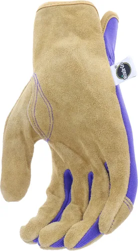 Miniatura 6 de Miracle-Gro MG23080 - Guantes de trabajo de paisajismo (1 par, mediano/grande) - Guantes de palma de cuero de vaca divididos con muñeca elástica