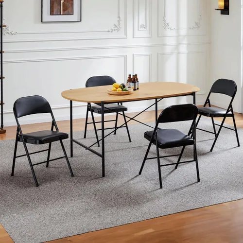 Miniatura 7 de Juego de 2 sillas plegables acolchadas de acrílico apilables portátiles con cojín para actividades al aire libre, reuniones en interiores, salas