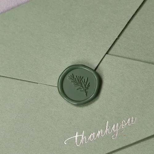 Miniatura 7 de UNIQOOO Calcomanías de Sello de Cera - Calcomanías de Sello de Sobre de Invitación de Boda de Romero, 100 Piezas de Calcomanías Autoadhesivas Verde