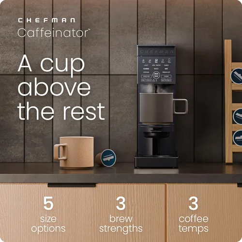 Miniatura 2 de Chefman Cafetera de una sola porción, funciona con K-Cup y café molido Medianoche
