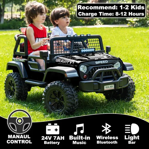 Miniatura 7 de NEWQIDA Juguetes de paseo de 24 V para niños grandes, automóvil eléctrico de 2 plazas con control remoto 4x4 para niños y niñas, suspensión de Rojo