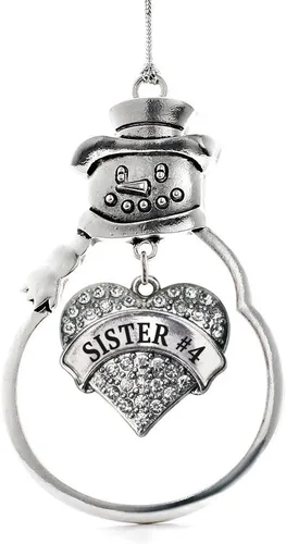 Miniatura 232 de Inspired Silver - Big Sis - Adorno de Navidad plateado - Adorno de árbol de Navidad con dije de corazón con circonita cúbica - Decoración colgante
