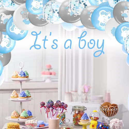 Miniatura 7 de Aoriher 45 globos de elefante de 12 pulgadas, globo de elefante para baby shower, para bebés, niños y niñas, revelación de género, suministros