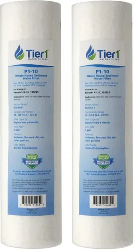 Miniatura 17 de Tier1 Filtro de agua de 25 micras de 10 x 2.5 pulgadas Cartucho de sedimentos de polipropileno hilado para toda la casa Reemplazo para Pentek