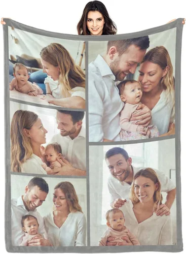 Miniatura 17 de Manta personalizada con fotos y texto para mamá, papá, bebé, familia, amigos, manta personalizada para cumpleaños, Navidad, para mujeres, hermana