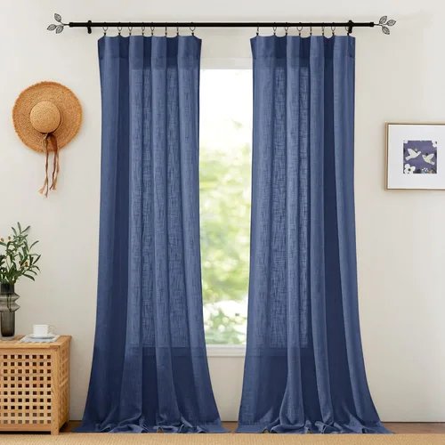 Miniatura 26 de RYB HOME Cortinas extralargas de 108 pulgadas de largo, transpirables con bolsillo para barra, cortinas traslúcidas blancas para sala de estar