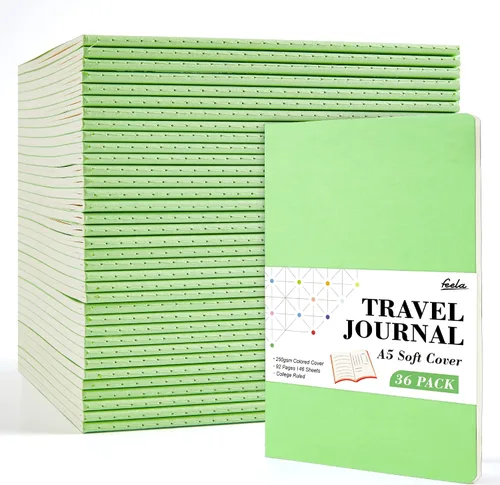 Miniatura 18 de Feela - Paquete de 36 cuadernos de tapa blanda en blanco, a rayas, para viajes, para mujeres y hombres, cuadernos para escribir, cuadernos rayados