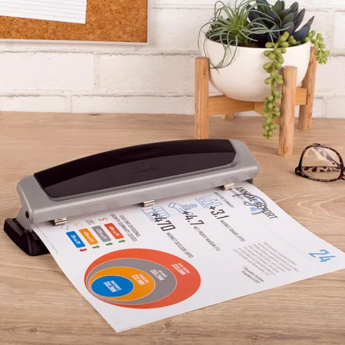 Miniatura 2 de Swingline Perforadora de 3 agujeros, capacidad de 10 hojas, perforadora de tres agujeros, 3 anillos, perforadora de papel ajustable de 2 a 3