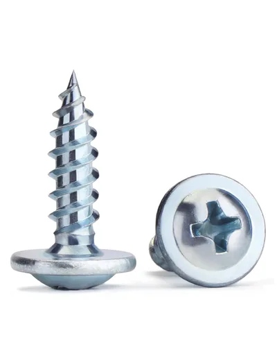 (350 piezas) Tornillos para madera #8×5/8" de acero aleado estándar Phillips cabeza de brida autorroscantes rápidos por B1jounie YA plateado