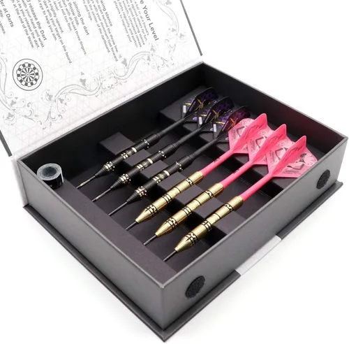 Miniatura 7 de CUESOUL Jazz-Metal - Juego de dardos de punta de acero de lujo de 0.74 oz/0.85 oz/0.92 oz con vuelos de dardos integrados AK5 King