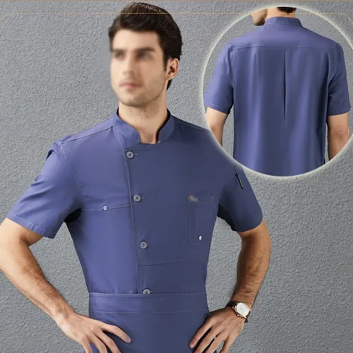 Miniatura 2 de Verano Manga Corta Unisex Chef Abrigo Cocina Chef Uniforme Transpirable Ropa de Trabajo Ropa de Cocinar Chaqueta de Chef