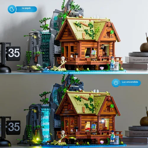 Miniatura 3 de Lumibricks Waterfall-Cabin Lighting - Juego de 2539 piezas de luz LED retro de cascada para adultos y coleccionistas de edificios de arquitectura