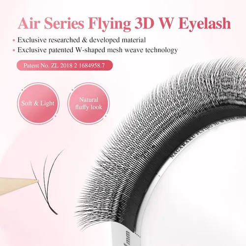 Miniatura 61 de NAGARAKU Extensiones de pestañas falsas en forma de W de 4D, suaves y naturales, con volumen, rizado D, 0.07mm, mezcla de 8-15mm, abanico 0.07-D 4D W