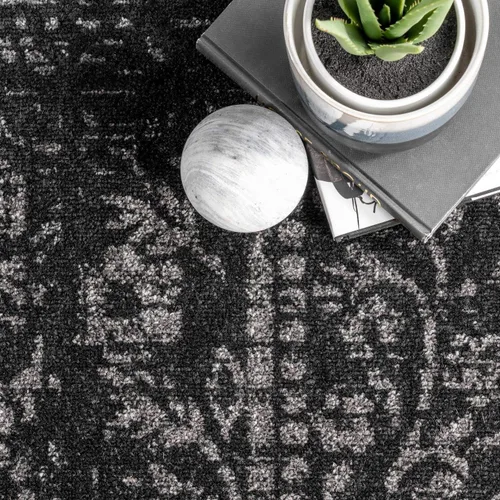 Miniatura 5 de nuLOOM Arlena - Alfombra de área tradicional vintage - Alfombra de acento de 2 x 3 pies, moderna/contemporánea, negro/gris, alfombras para sala