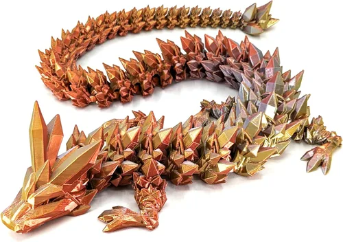 Miniatura 8 de Dragón de cristal articulado mediano de 12 pulgadas, figura de dragón de plástico impresa en 3D multicolor, colores nacarados del arco iris