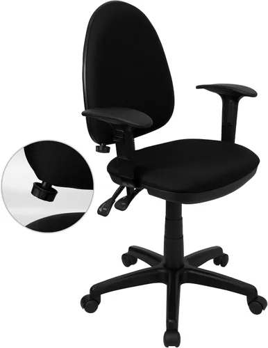 Miniatura 8 de Flash Furniture Silla de oficina ergonómica giratoria multifunción de tela burdeos con soporte lumbar ajustable Borgoña