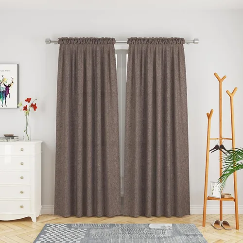 Miniatura 23 de UPOPO Cortinas de Niveles Beige Sobre Fregadero con Textura de Lino para Ventana de Cocina de 16 Pulgadas de Largo Caravana Privacidad Pequeñas