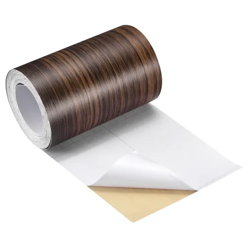 Miniatura 18 de uxcell Cinta de grano de madera, 3.94 pulgadas x 16.41 pies, adhesivo de papel de pared autoadhesivo para pared, esquina, mesa, puerta, sofá, rojo