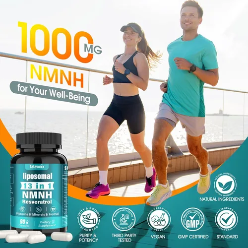 Miniatura 2 de Suplemento NMNH de 1000 mg, fórmula avanzada 13 en 1 (mononucleótido de dihidronicinamida) - Soporte NAD+ para un envejecimiento saludable, energía
