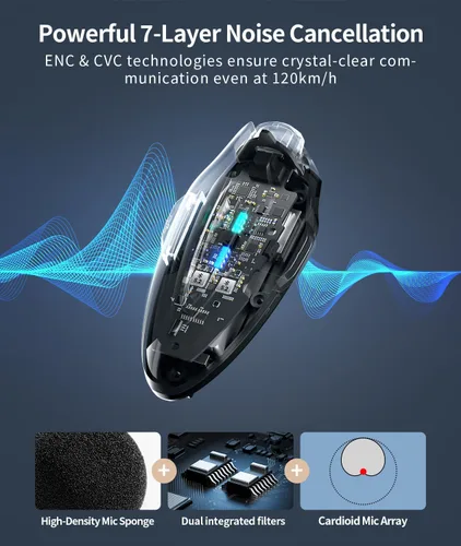 Miniatura 6 de JESIMAIK Auriculares Bluetooth para casco de motocicleta, sistema de comunicación de casco de malla para 10 jinetes, soporte magnético antirrobo