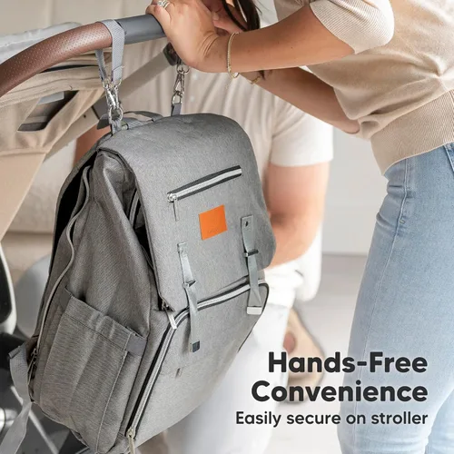 Miniatura 6 de KeaBabies Mochila para pañales para bebé con cambiador, bolsa de bebé impermeable para mamá y papá, bolsillos aislados para botellas, niños Gris