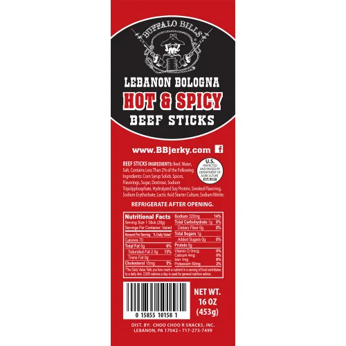 Miniatura 2 de Buffalo Bills Paquete de 1 libra Palitos de Bolonia del Líbano Caliente y Picante (Pennsylvania Palitos de carne caliente holandesa)
