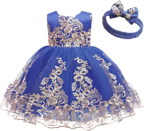 Miniatura 2 de Vestido Fkkfyy con flor, vestido para boda, para niña de 0-12 meses