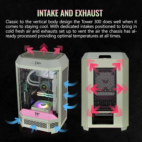 Miniatura 5 de Thermaltake Torre 300 Edición de Verano Matcha Plum Micro-ATX; Incluye 2 ventiladores CT de 140mm; Soporta hasta un radiador de 420mm; Capaz