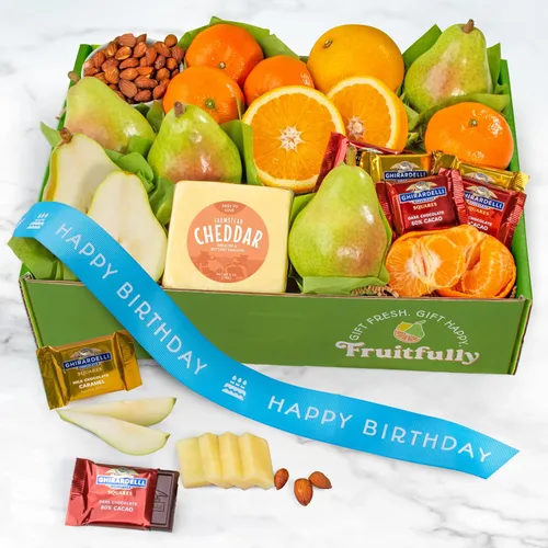 Miniatura 2 de A Gift Inside Caja de regalo gourmet y frutas favoritas de la cosecha de feliz cumpleaños