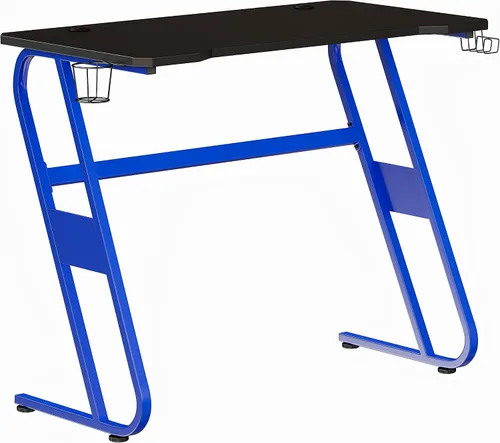Miniatura 9 de Flash Furniture Fisher - Escritorio ergonómico negro para computadora, mesa de jugadores de 51.5 pulgadas con soporte para tazas y gancho