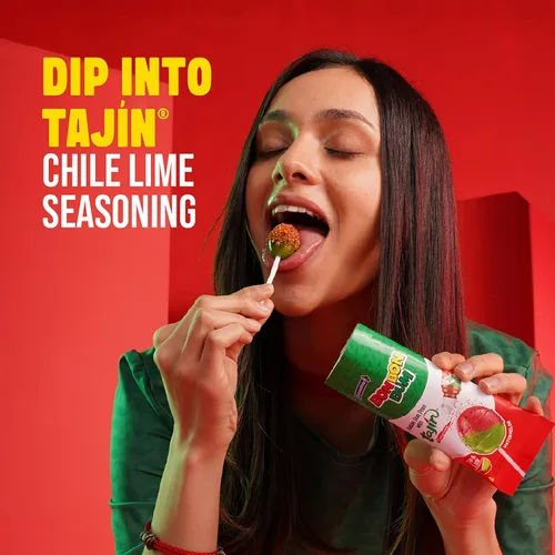 Miniatura 10 de Colombina Bon Bon Bum Tropical Maracuyá y Sandía con Condimento Tajin Chile Lima, 20 Unidades (Paquete de 1)