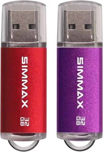 Miniatura 10 de SIMMAX Paquete de 5 unidades flash USB 2.0 de 32 GB con indicador LED (azul verde, negro, rojo y morado)