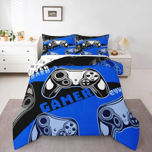 Miniatura 11 de Edredón de videojuegos para niños y adolescentes, juego de ropa de cama individual, juego de edredón para niños y jugadores, decoración del hogar