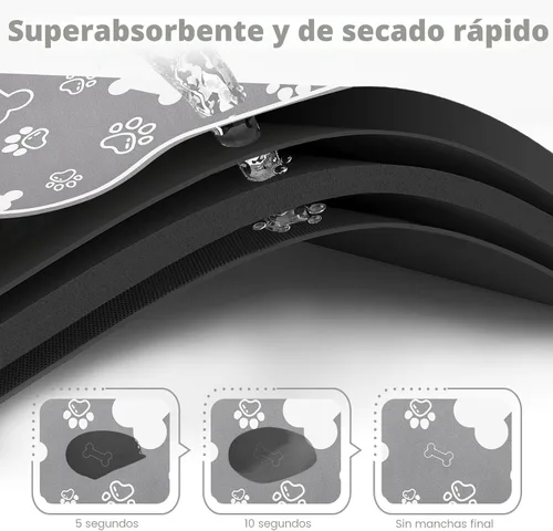 Miniatura 2 de Alfombrilla para Comida de Perros y Gatos, Alfombrilla para Alimentación de Mascotas de Absorción Rápida, Alfombrilla para Perros en Forma de Hueso