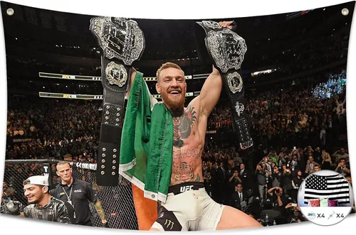 Conor Boxing McGregor Bandera de 3 x 5 pies Bandera Motivacional para Fiestas, Señales de Jardín, Decoración del Hogar, Póster para Colgar, Fondo de