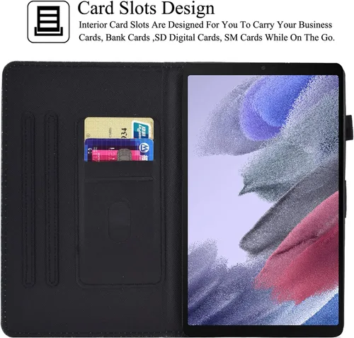 Miniatura 3 de REASUN Funda para Galaxy Tab A7 Lite de 8.7 pulgadas, piel sintética de alta calidad con ranuras para tarjetas, funda con soporte multiángulo