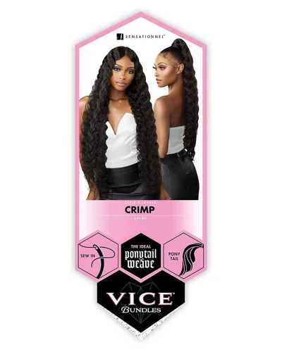 Miniatura 3 de Sensationnel Vice Bundles - Extensiones de cabello virgen sintético de 36 pulgadas para coser y cola de caballo, cabello largo – Vice Bundle Crimp