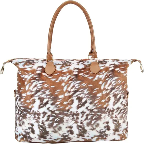 Miniatura 7 de Bolsa de fin de semana para mujer, bolsa de viaje grande con correa para el hombro, vaca y leopardo