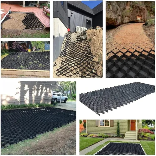 Miniatura 7 de Estabilizador de rejilla de tierra para aceras de 3 x 3 pies, 2 pulgadas para grava/cemento/arena, pavimentadora de rejilla geográfica cortable