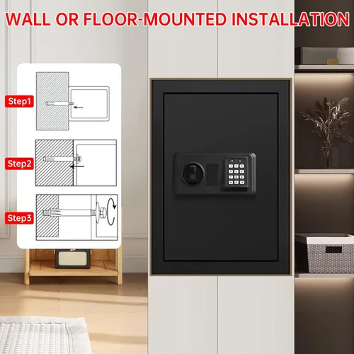 Miniatura 7 de 3.3 pies cúbicos Cajas de seguridad grandes ignífugas para uso doméstico, caja de seguridad para el hogar digital ignífuga impermeable con teclado