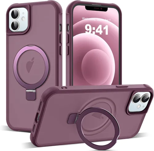Miniatura 82 de SKYLMW – Funda compatible con iPhone 12 Pro Max y iPhone 13 Pro Max con soporte magnético invisible tipo anillo, fundas translúcidas para teléfonos