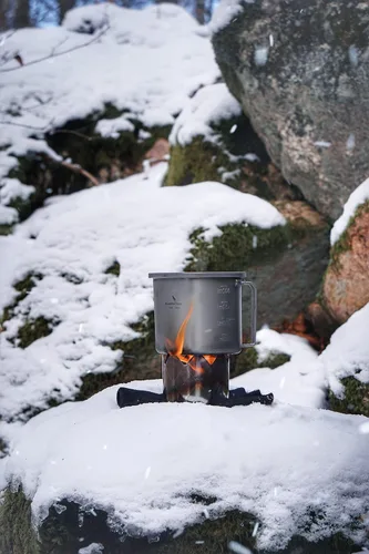 Miniatura 9 de iBasingo Kit de desorden de cantina de titanio con mango plegable, anillo colgante ultraligero portátil para almuerzo al aire libre camping