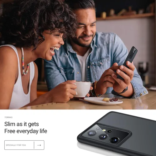 Miniatura 6 de TORRAS Funda compatible con Samsung Galaxy S21 Ultra, [probada en caídas de grado militar], funda S21 Ultra, parte trasera dura mate translúcida